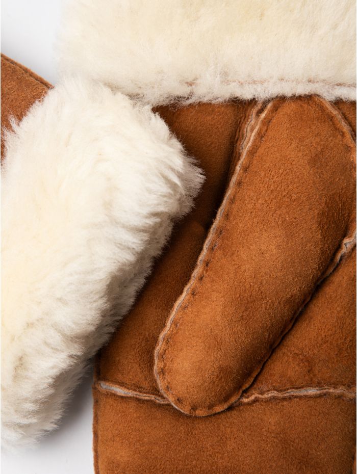 Ladies' Sheepskin Seam Mittens in Tan
