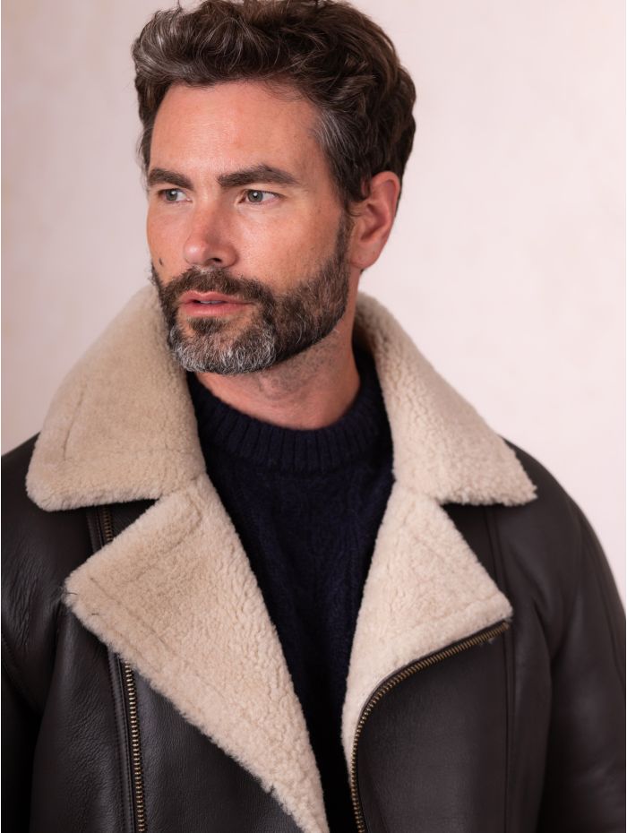 Javelin Sheepskin Aviator Jacket in Brown