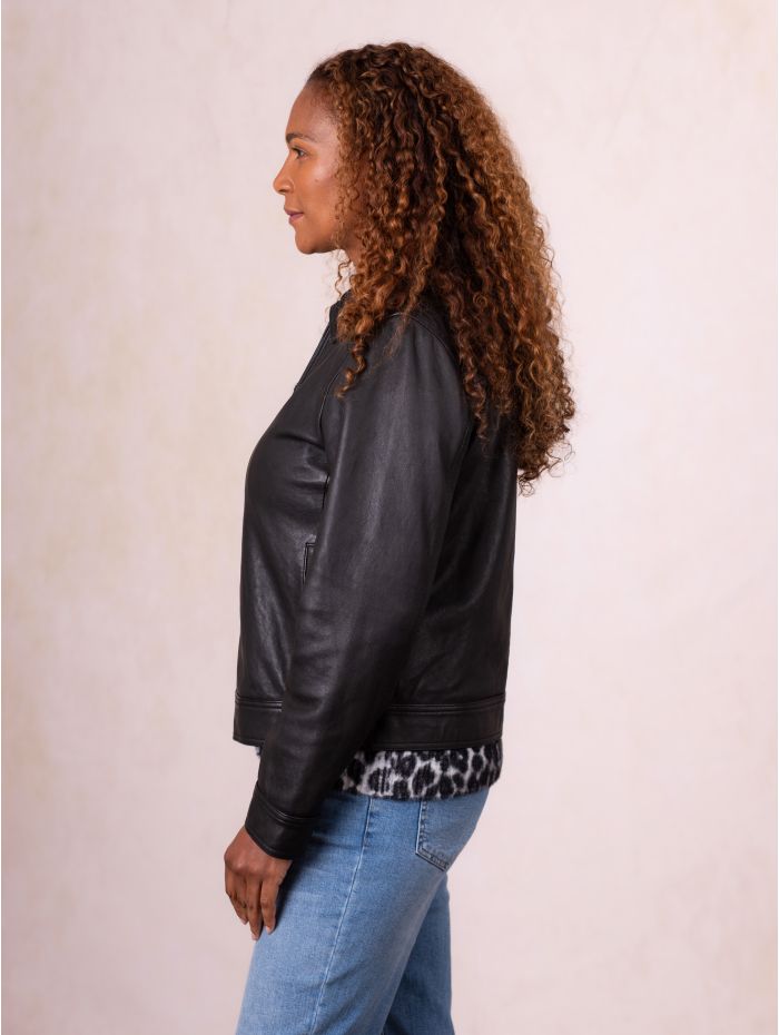 Crosthwaite Collared Leather Jacket in Black