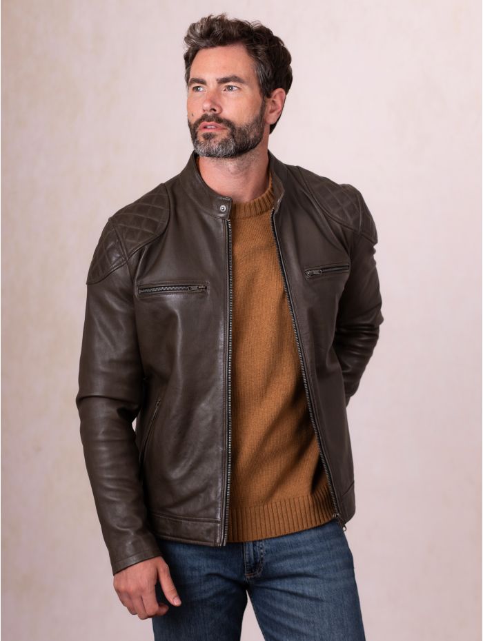 Stonecroft Leather Jacket in Olive