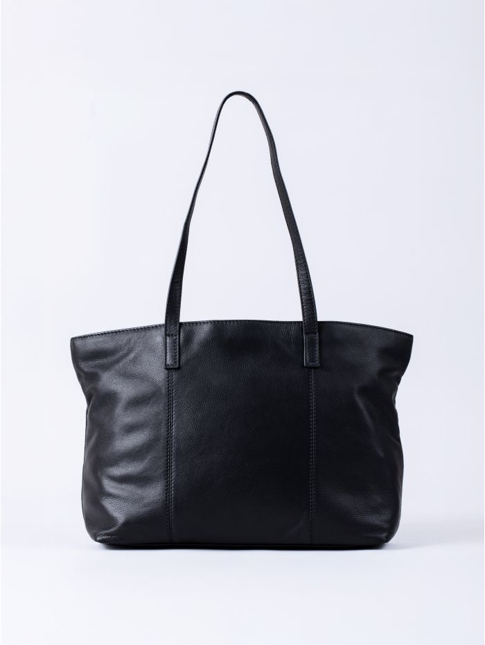 Torver Leather Tote Bag in Black