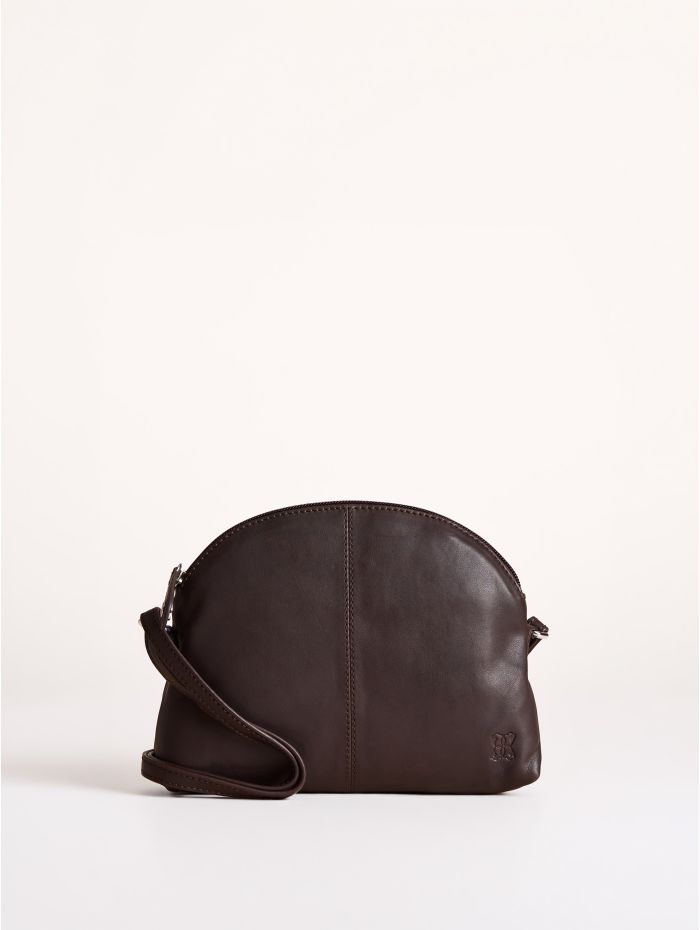 Elterwater Curved Leather Cross Body Bag in Brown