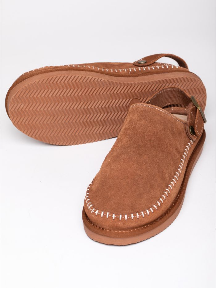 Sheepskin Slider Clog Slipper in Tan