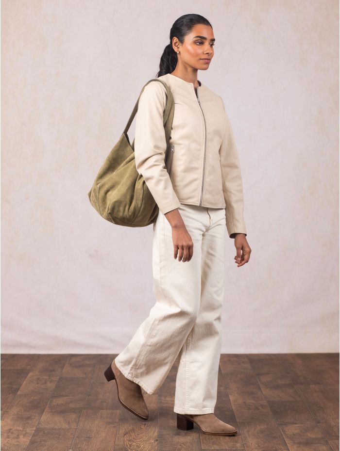 Santon Suede Tote Bag in Green