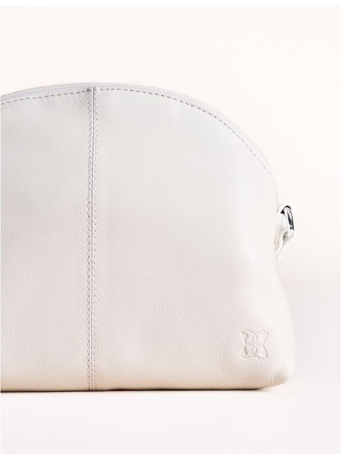 Elterwater Curved Leather Cross Body Bag in White