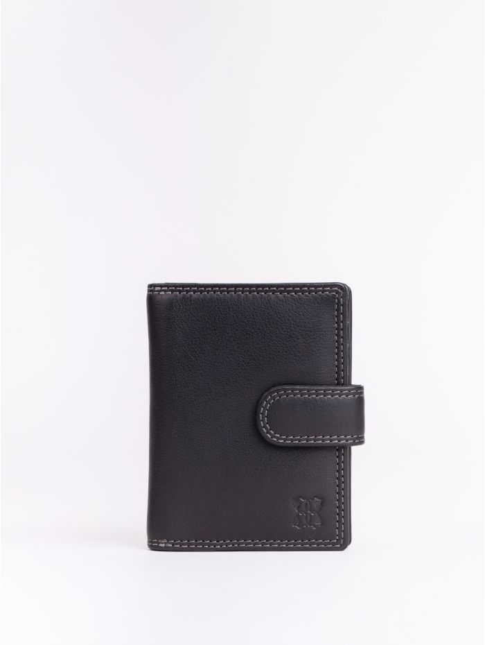 Small Leather Tab Purse in Black