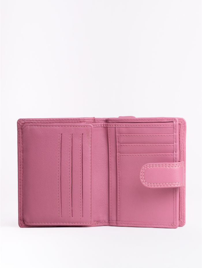 Small Leather Tab Purse in Mauve