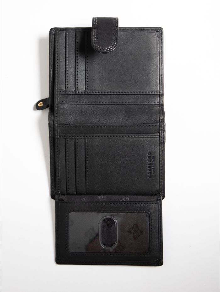 Small Leather Tab Purse in Black
