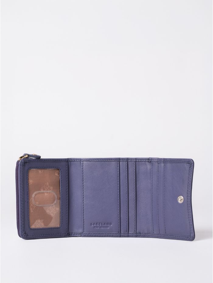 Small Leather Flapover Purse in Purple