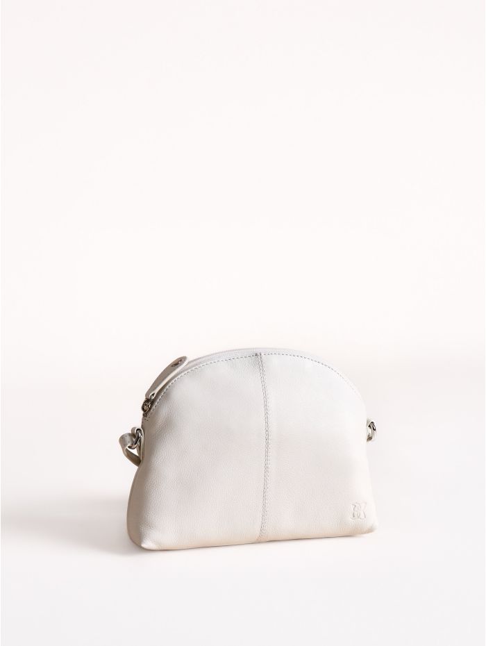 Elterwater Curved Leather Cross Body Bag in White