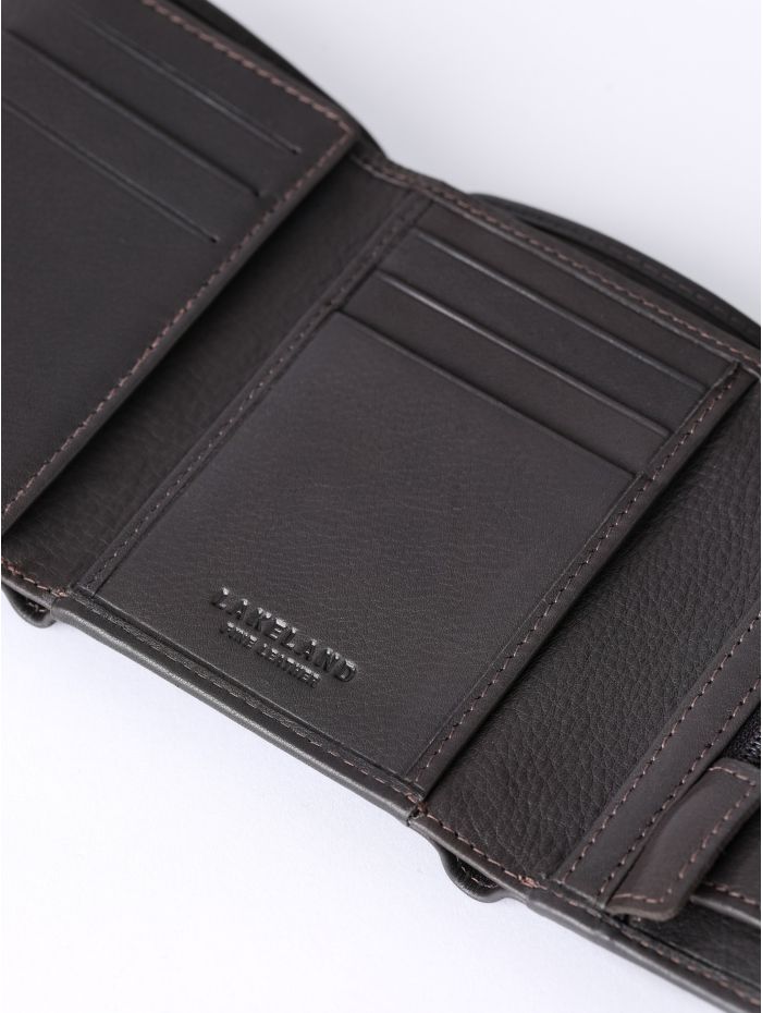 Stitch Leather Tri-Fold Wallet in Brown