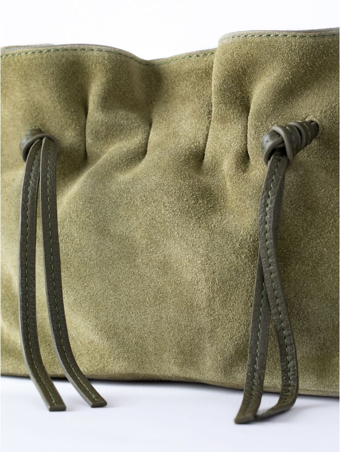 Santon Suede Cross Body Bag in Green