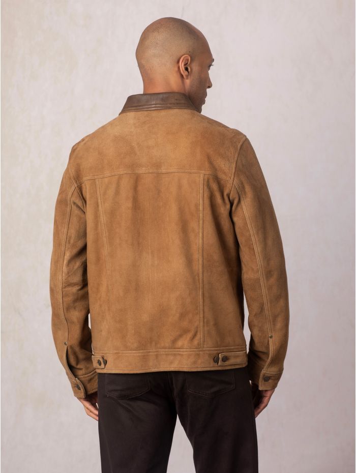 Crummock Collared Suede Jacket in Camel
