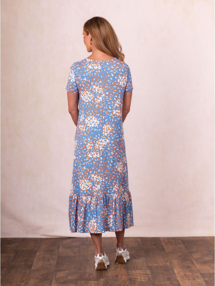 Romilly Short Sleeve Midi Dress in Blue