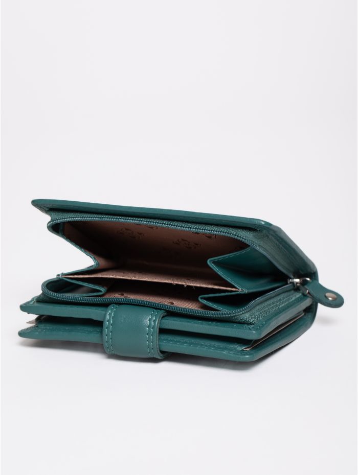 Small Leather Tab Purse in Teal