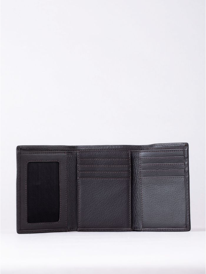 Allerdale Leather Tri-Fold Wallet in Dark Brown