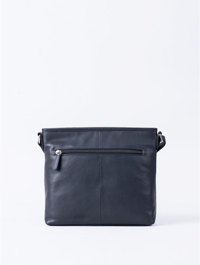 Farlam Leather Cross Body Bag in Navy