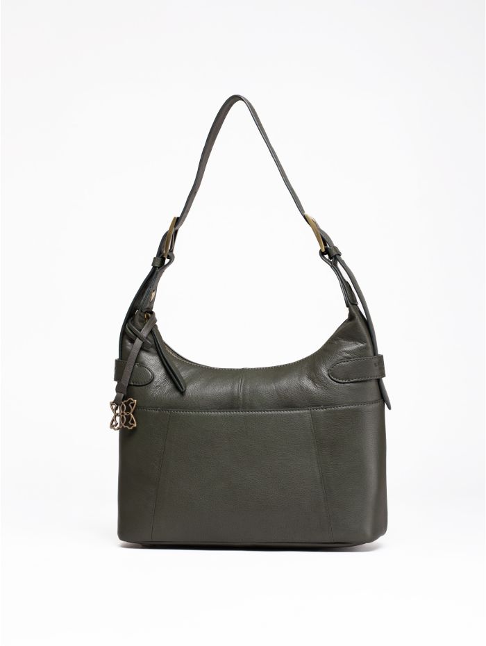 Newby Leather Hobo Shoulder Bag in Green