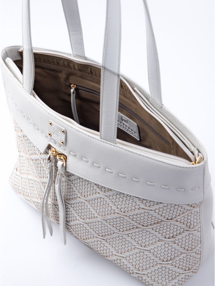 Wasdale Leather Tote Bag in Off White