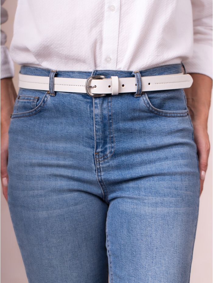 Kendal Leather Belt in White