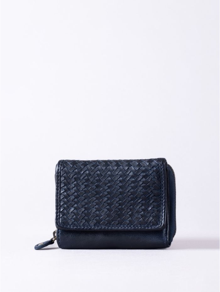 Wreay Small Leather Purse in Navy