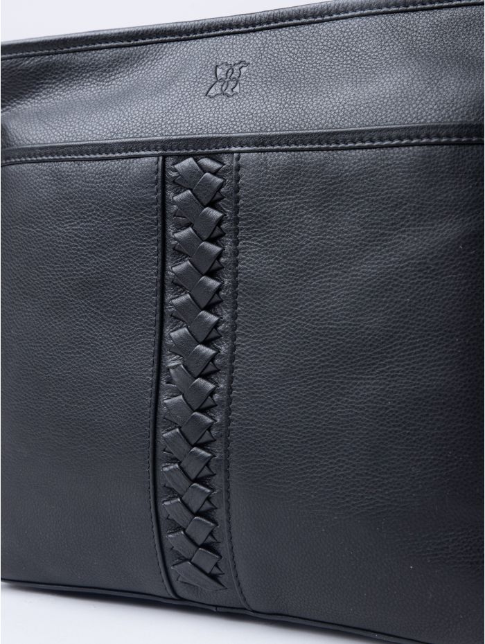 Farlam Leather Cross Body Bag in Black