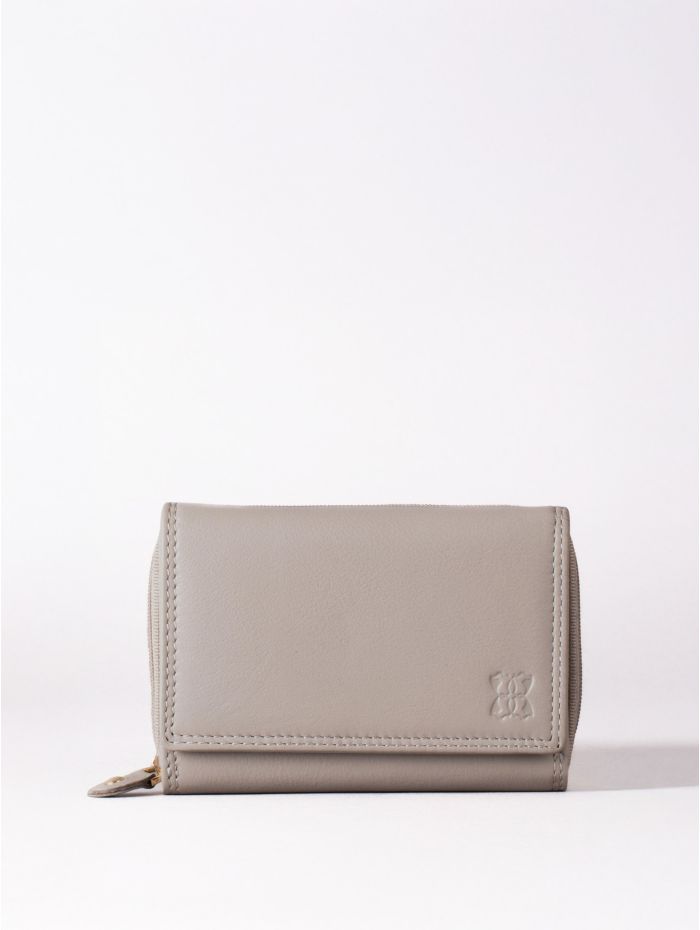 Small Leather Purse in Grey