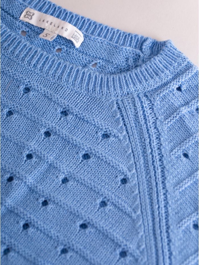 Blossom Pointelle Jumper in Blue