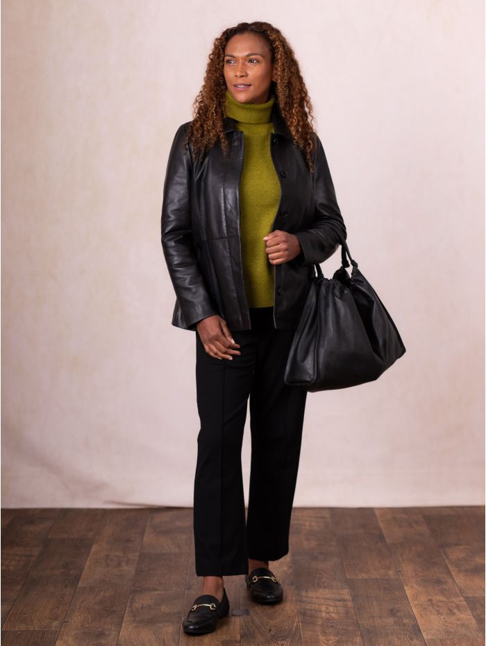 Mawbray Collared Leather Jacket in Black