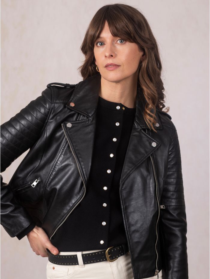 Esthwaite II Leather Biker Jacket in Black