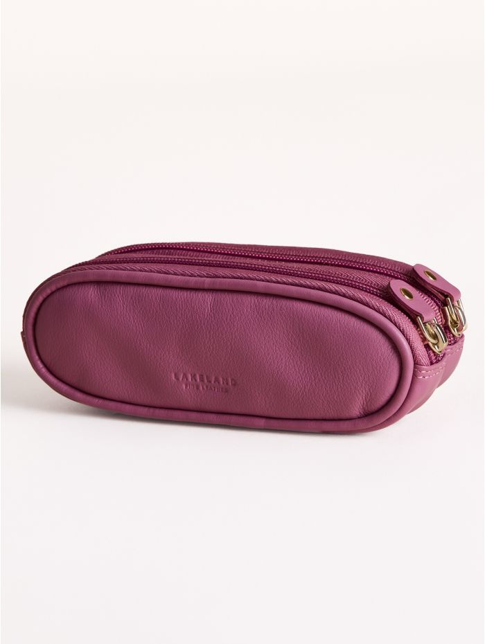 Leather Double Glasses Case in Mauve Soft Pink