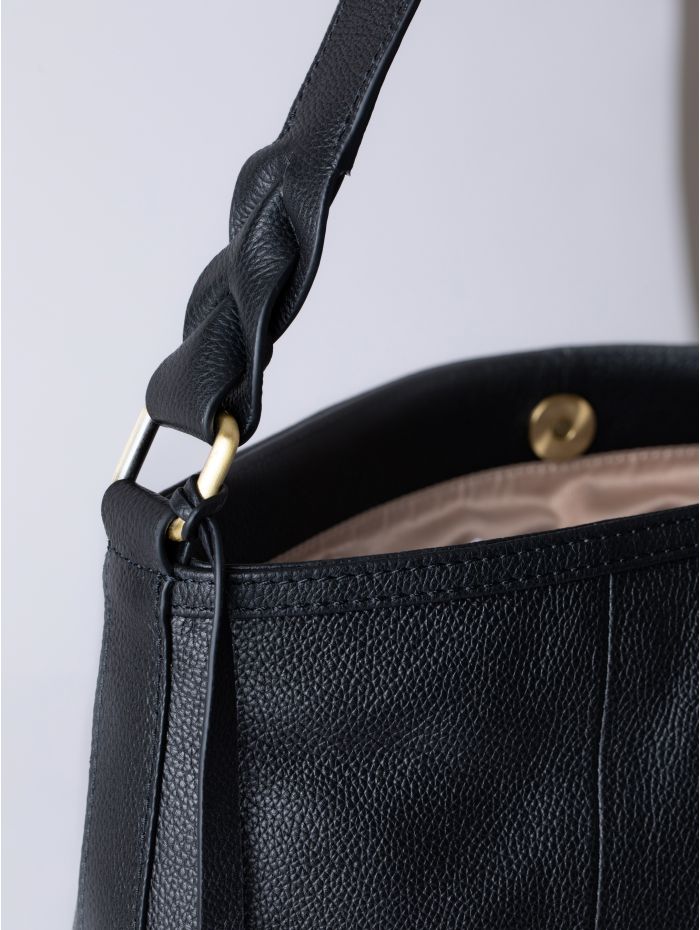 Howgill Leather Hobo Bag in Black