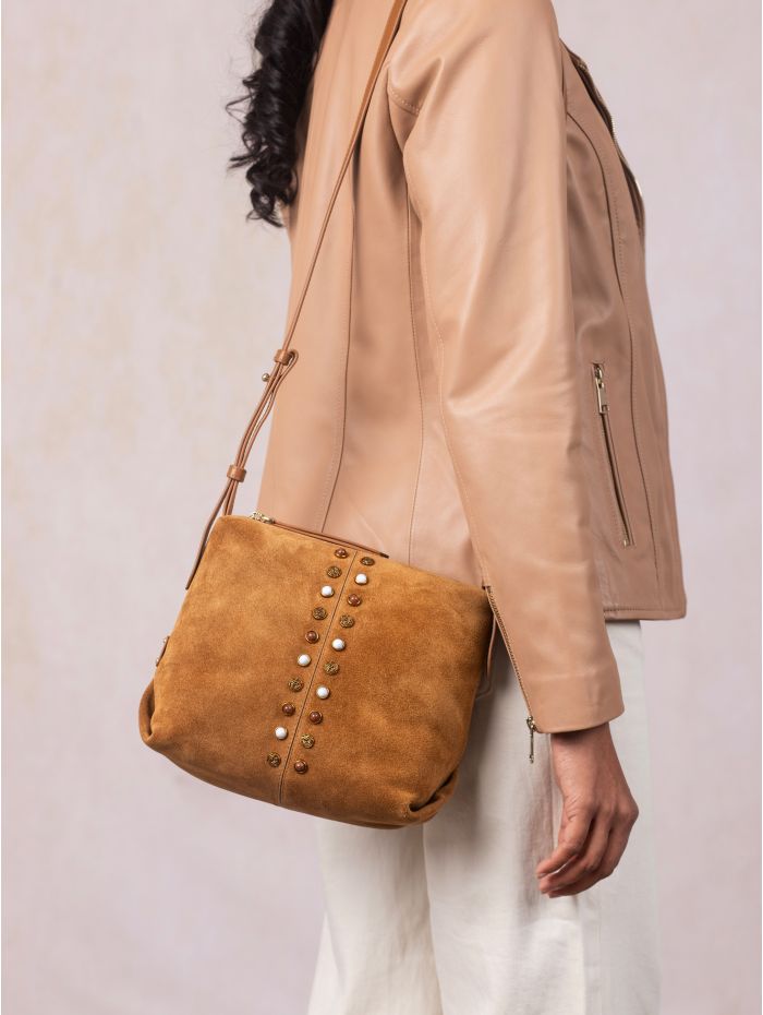 Buttermere Suede Cross Body Bag in Cognac