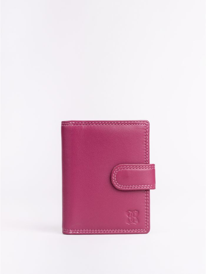 Small Leather Tab Purse in Cranberry Pink