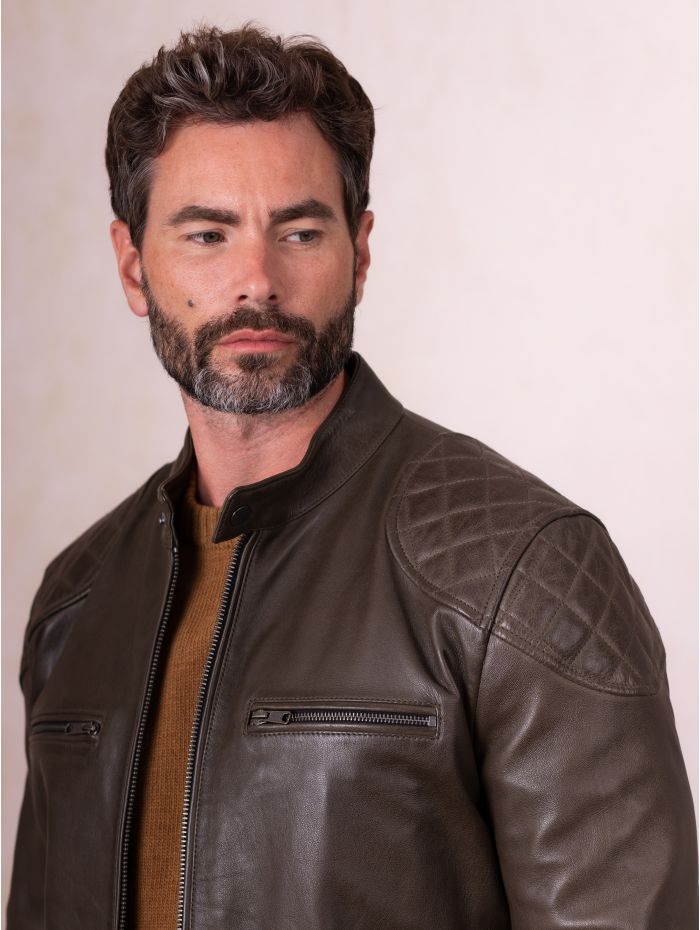Stonecroft Leather Jacket in Olive