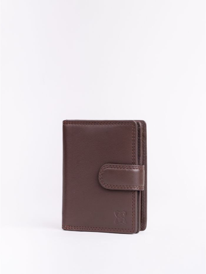 Small Leather Tab Purse in Brown