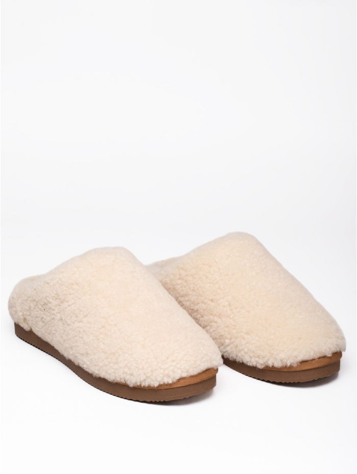 Sheepskin Wool Clog Slippers in Cream