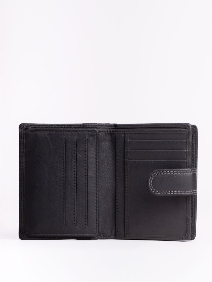 Small Leather Tab Purse in Black