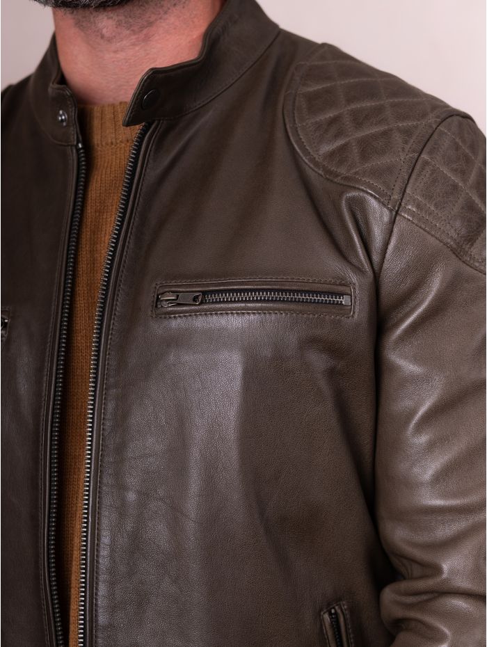 Stonecroft Leather Jacket in Olive