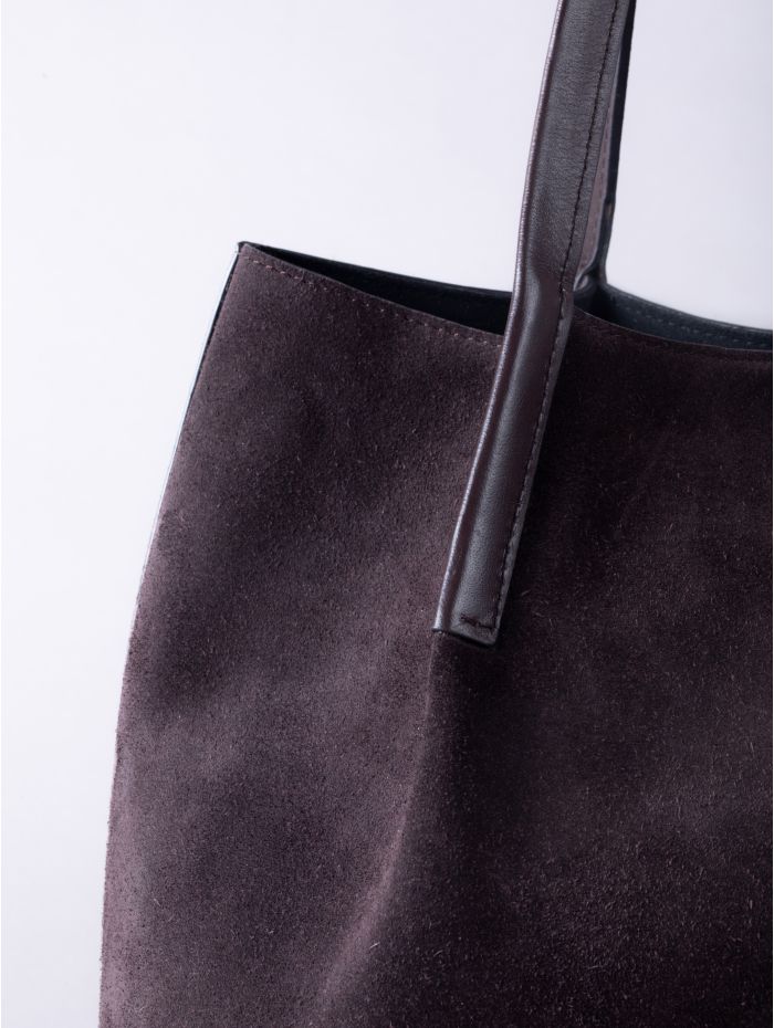 Mirehouse Suede Tote Bag in Chocolate Brown