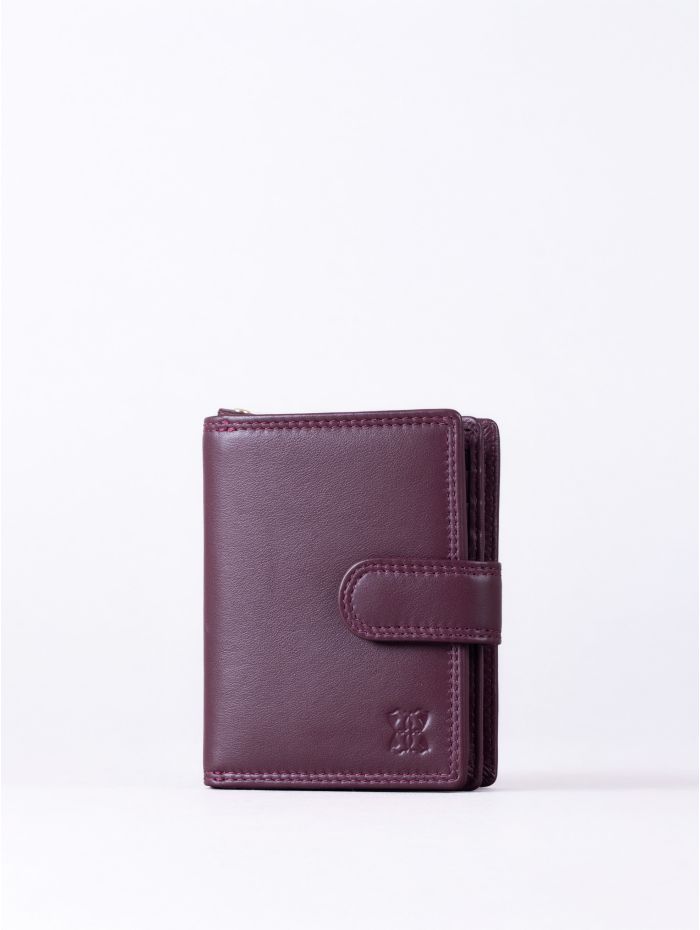 Small Leather Tab Purse in Burgundy