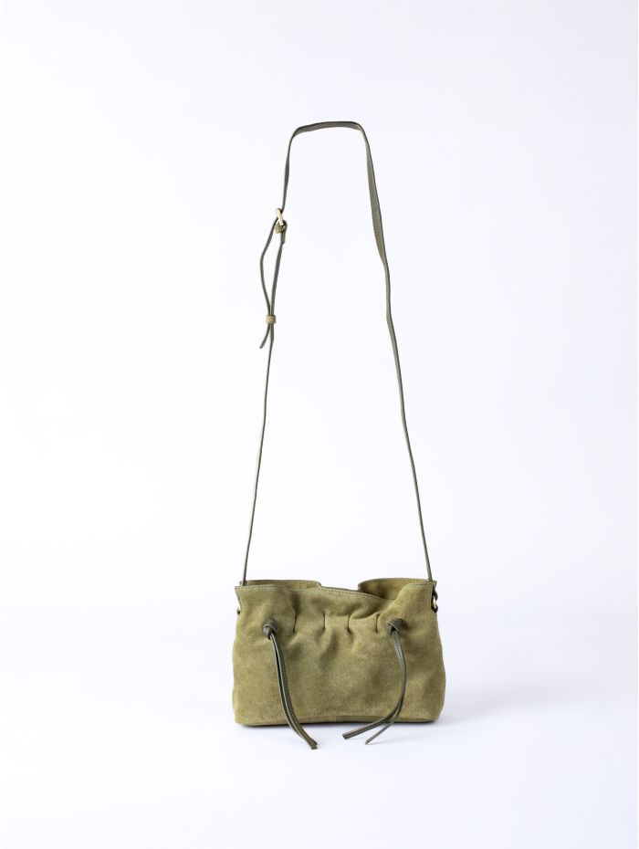Santon Suede Cross Body Bag in Green