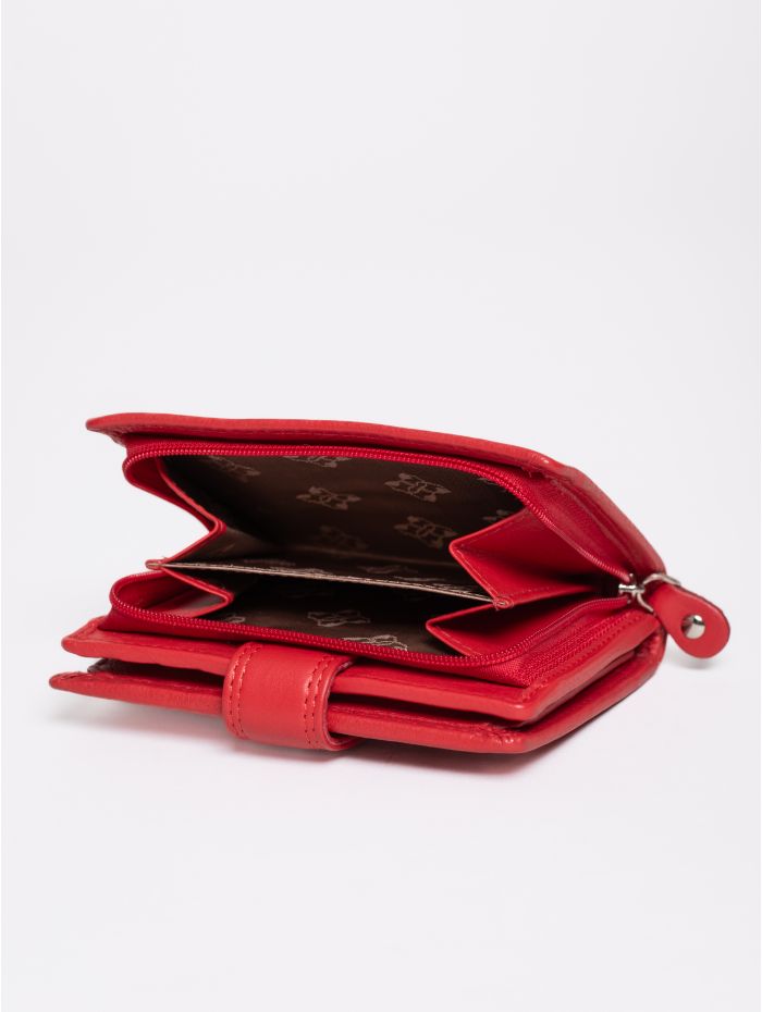 Small Leather Tab Purse in Red