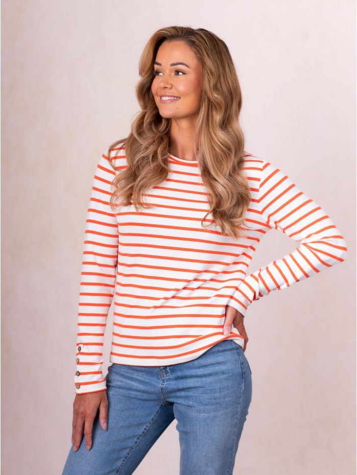 Everly Striped Top in Orange