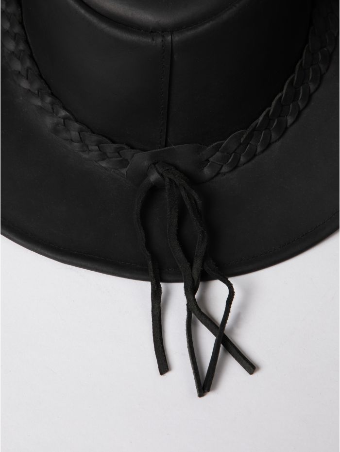 Outback III Australian Style Leather Hat in Black