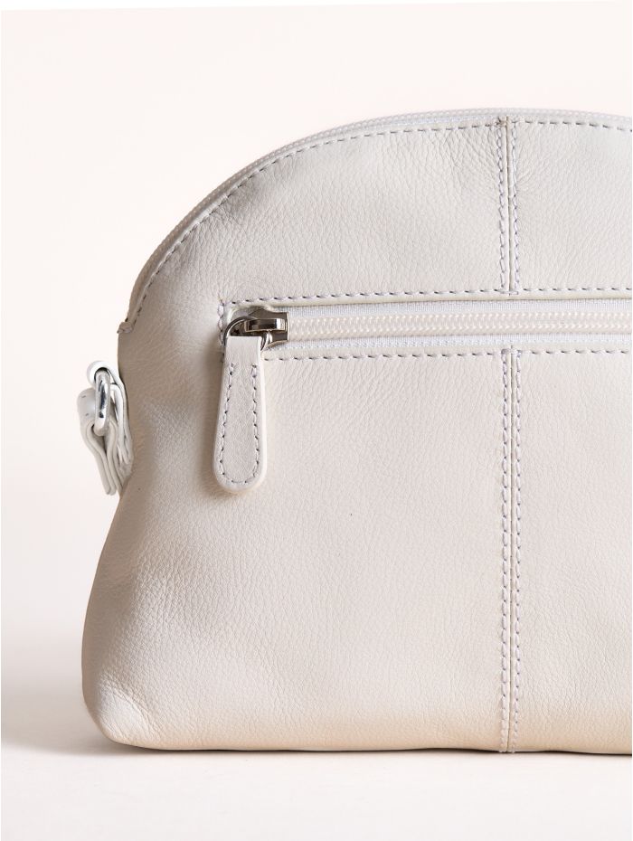 Elterwater Curved Leather Cross Body Bag in White
