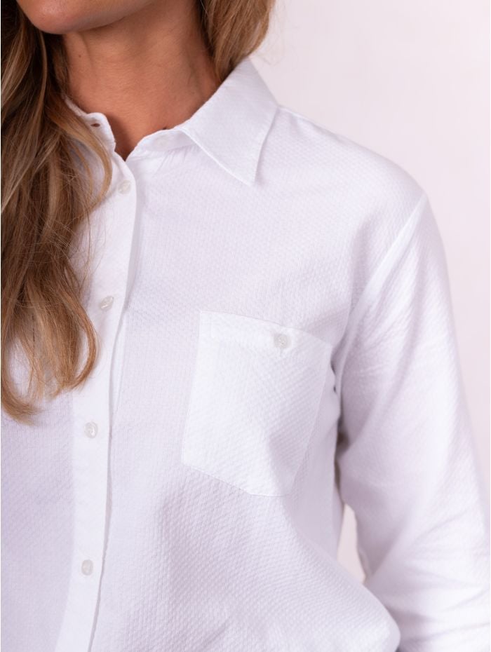 Nara Long Sleeve Cotton Shirt in White
