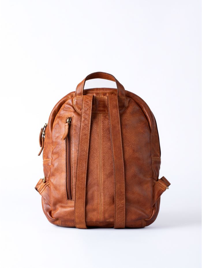 Storrs Woven Leather Backpack in Cognac