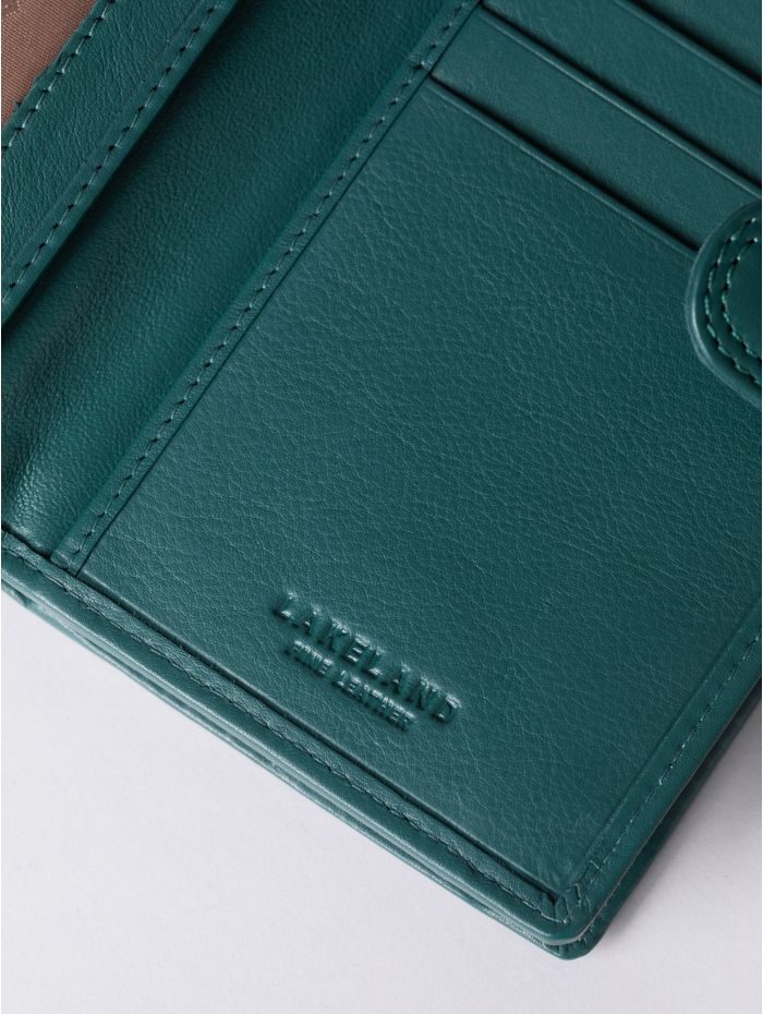 Medium Leather Tab Purse in Teal Green