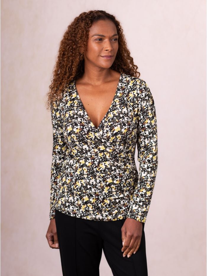 Verona Wrap Top in Mustard